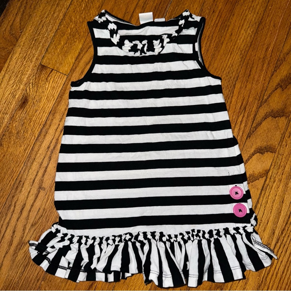 Little Girl’s Maggie & Zoe 100% Cotton Striped Sun Dress With Ruffle Hem